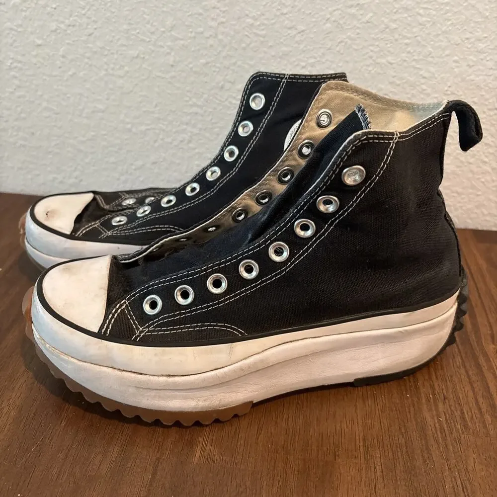 Converse Run Star Hike Hi Canvas Platform Sneakers Black Size 6.5 Mens no laces